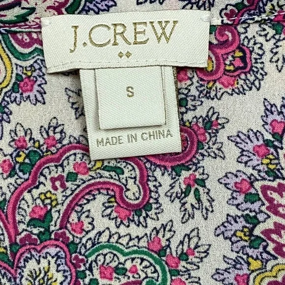 J.Crew Paisley V-Neck Blouse Womens Small Pink Purple Bell Sleeve Boho Retro - Picture 9 of 10